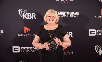 SM TAFE representative holding an award at Australian Defence Industry Awards